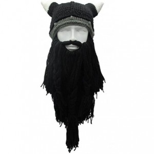 Skullies & Beanies Knit Beard Hat Long Bearded Horns Hat Detachable Bearded Face Mask Cap Outdoor Activities Skiing Skull Bea...