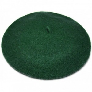 Berets Women's Solid Color Classic French Style Beret Beanie Hat - Dark Green - CH186S9AI5D $18.03