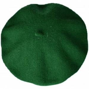 Berets Women's Solid Color Classic French Style Beret Beanie Hat - Dark Green - CH186S9AI5D $10.58