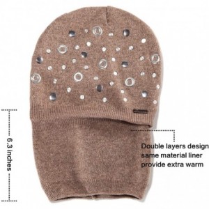 Skullies & Beanies Wool Slouchy Beanie Hat for Women Double Layers Skull Caps Rivets Curly Backside - Camel - CC187LZ879Y $19.90