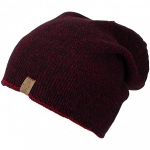 Skullies & Beanies Angela &Williams Mens Multi-Color Rib Knit Slouch Winter Hat (One Size) - Red/Black - CQ11Q2M66UF $7.87