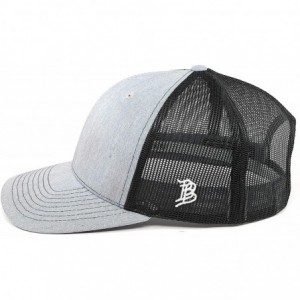 Baseball Caps Cam Hanes CH Leather Patch hat Curved Trucker - Heather Grey/Black - CV18IGQ79KD $30.13