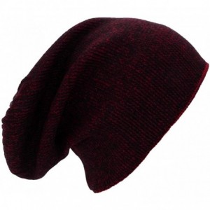 Skullies & Beanies Angela &Williams Mens Multi-Color Rib Knit Slouch Winter Hat (One Size) - Red/Black - CQ11Q2M66UF $7.87