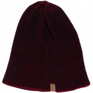 Skullies & Beanies Angela &Williams Mens Multi-Color Rib Knit Slouch Winter Hat (One Size) - Red/Black - CQ11Q2M66UF $7.87