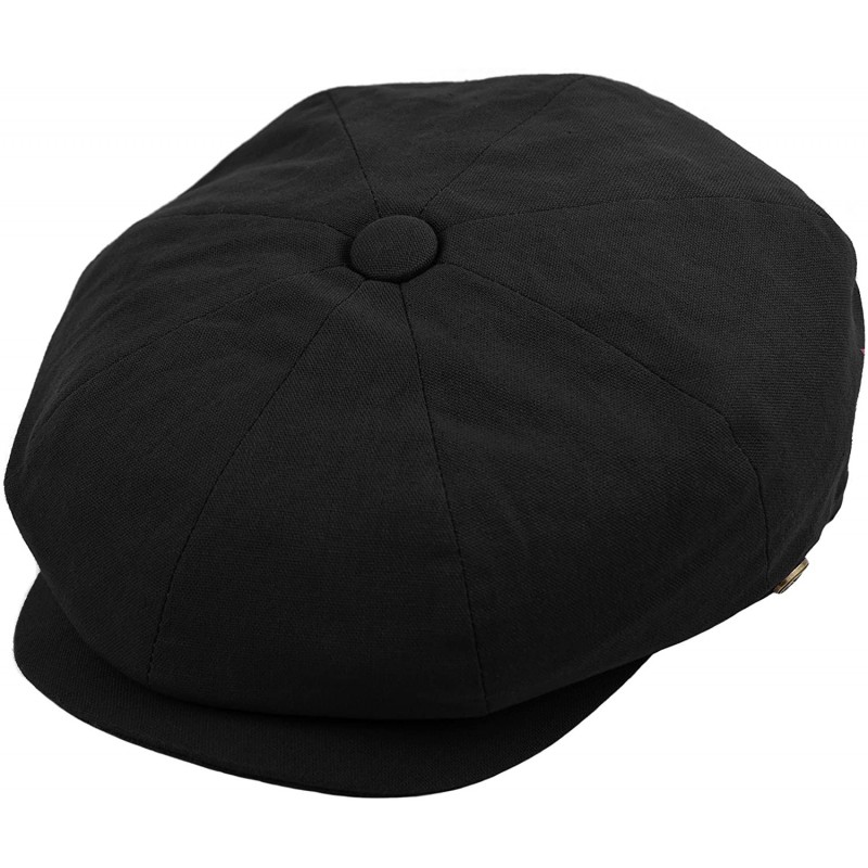 Newsboy Caps Mens Newsboy Cap- Patchwork Cabbie- Driving Cap- Light Weight Applejack Hat - Black - C417AZ4O2CS $17.46