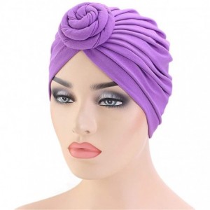 Skullies & Beanies Womens Big Flower Turban Beanie Elegant Cap Head Wrap Stretch Long Hair Scarf Headscarf - 441-beige - C519...