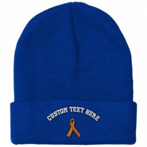 Skullies & Beanies Custom Beanie for Men & Women Multiple Sclerosis Awareness Ribbon Embroidery - Royal Blue - CA18ZS3RH8R $2...