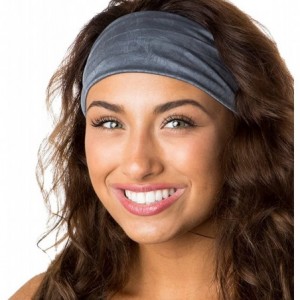 Headbands Adjustable & Stretchy Crushed Xflex Wide Headbands for Women Girls & Teens - Crushed Black/Burgundy/Grey 3pk - CG19...