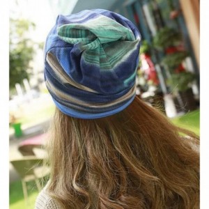 Skullies & Beanies Double-Layer Rainbow Print Skull Beanie Cap Hat for Women - Blue - C612LXP7QZT $13.06