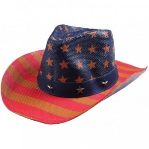 Cowboy Hats Men & Women's Woven Straw Cowboy Cowgirl Hat Western Outback w/Wide Brim - J - CN18CNHA9LY $19.68