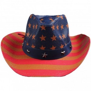 Cowboy Hats Men & Women's Woven Straw Cowboy Cowgirl Hat Western Outback w/Wide Brim - J - CN18CNHA9LY $19.68