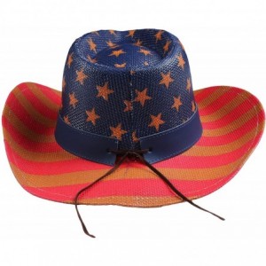 Cowboy Hats Men & Women's Woven Straw Cowboy Cowgirl Hat Western Outback w/Wide Brim - J - CN18CNHA9LY $19.68