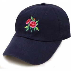 Baseball Caps Tre170 Pink Roses Tattoo Cotton Baseball Caps - Navy - CL18CCUK2QA $13.73