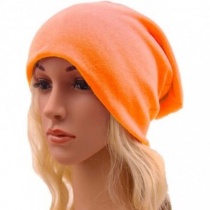 Skullies & Beanies Women Men Beanies Hat Cotton Stretch Slouchy Beanie Chemo Hat Hip-hop Skull Cap - Orange - CB18KK35T8Z $11.88