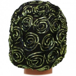 Headbands Beautiful Metallic Turban-style Head Wrap - Green Rosettes - CV18G4GWRCR $9.11