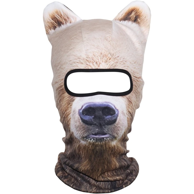Balaclavas 3D Animal Neck Gaiter Warmer Windproof Full Face Mask Scarf for Ski Halloween Costume - Brown Bear - CQ18I4T04DL $...