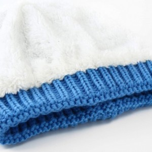 Skullies & Beanies Women's Knitted Messy Bun Hat Ponytail Beanie Baggy Chunky Stretch Slouchy Winter - Sky Blue - CZ18YTI4HQA...