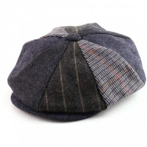 Newsboy Caps Men's Oversize XXL Wool 8 Quarter Satin Lined Winter Newsboy Cap - Charcoal Navy - C619343ZHR9 $37.42