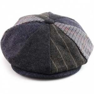 Newsboy Caps Men's Oversize XXL Wool 8 Quarter Satin Lined Winter Newsboy Cap - Charcoal Navy - C619343ZHR9 $37.42