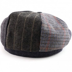 Newsboy Caps Men's Oversize XXL Wool 8 Quarter Satin Lined Winter Newsboy Cap - Charcoal Navy - C619343ZHR9 $37.42