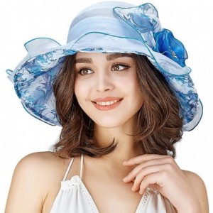 Sun Hats Women Summer Sun Hat Mulberry Silk Breathable Hat UV-Proof Sun Hat Foldable Flouncing Kentucky Derby Hats - C4183MAN...