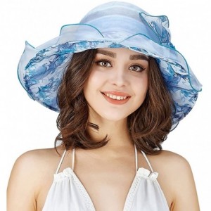 Sun Hats Women Summer Sun Hat Mulberry Silk Breathable Hat UV-Proof Sun Hat Foldable Flouncing Kentucky Derby Hats - C4183MAN...