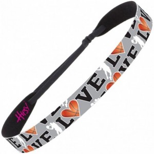 Headbands Adjustable No Slip I Love Basketball Headbands for Women Girls & Teens - Grey Love Basketball - CF17YE2SYYE $12.07