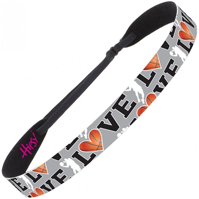 Headbands Adjustable No Slip I Love Basketball Headbands for Women Girls & Teens - Grey Love Basketball - CF17YE2SYYE $12.07