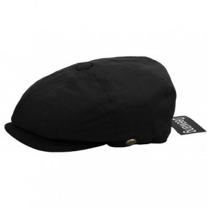 Newsboy Caps Mens Newsboy Cap- Patchwork Cabbie- Driving Cap- Light Weight Applejack Hat - Black - C417AZ4O2CS $17.46