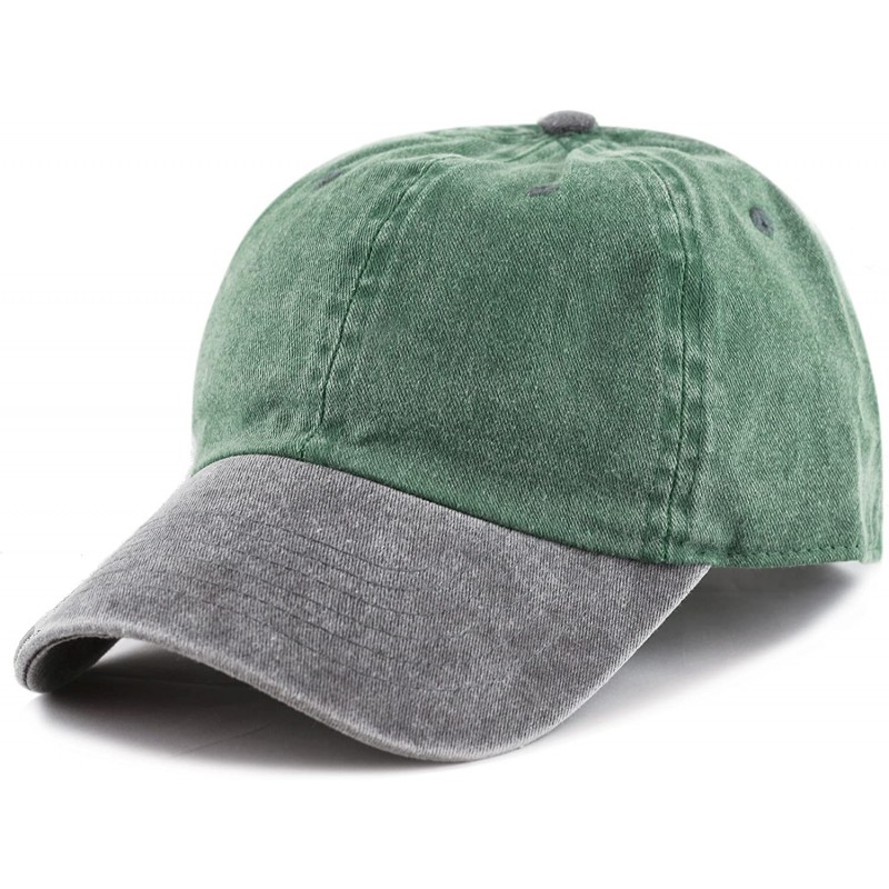 Baseball Caps 100% Cotton Pigment Dyed Low Profile Dad Hat Six Panel Cap - 5. Green Black - C317XHR7T2T $8.01
