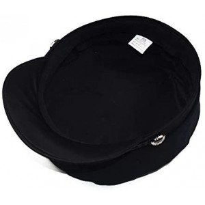 Berets Women Fisherman-Beret-Newsboy Cap Cotton Fiddler Captain-Sailor Hat Yacht - Black - CL18YHC02OI $11.82