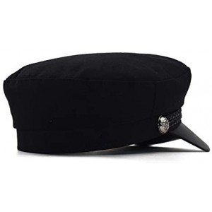 Berets Women Fisherman-Beret-Newsboy Cap Cotton Fiddler Captain-Sailor Hat Yacht - Black - CL18YHC02OI $11.82