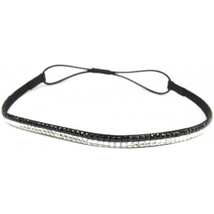 Headbands Two Row Rhinestone Elastic Stretch Headband Accessory - Clear Black - C311D0HMZPZ $19.11