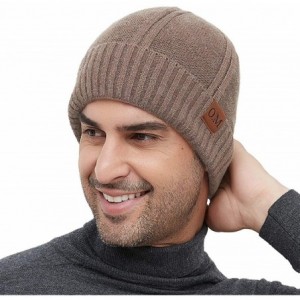 Skullies & Beanies Mens Winter Beanie Hat Warm Knit Cuffed Plain Toboggan Ski Skull Cap - F3-coffee - CX18A2RWLLA $12.90