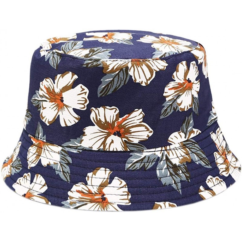 Bucket Hats Reversible Cotton Bucket Hat Multicolored Fisherman Cap Packable Sun Hat - Deep Blue1 - C518DK8HWR6 $15.97