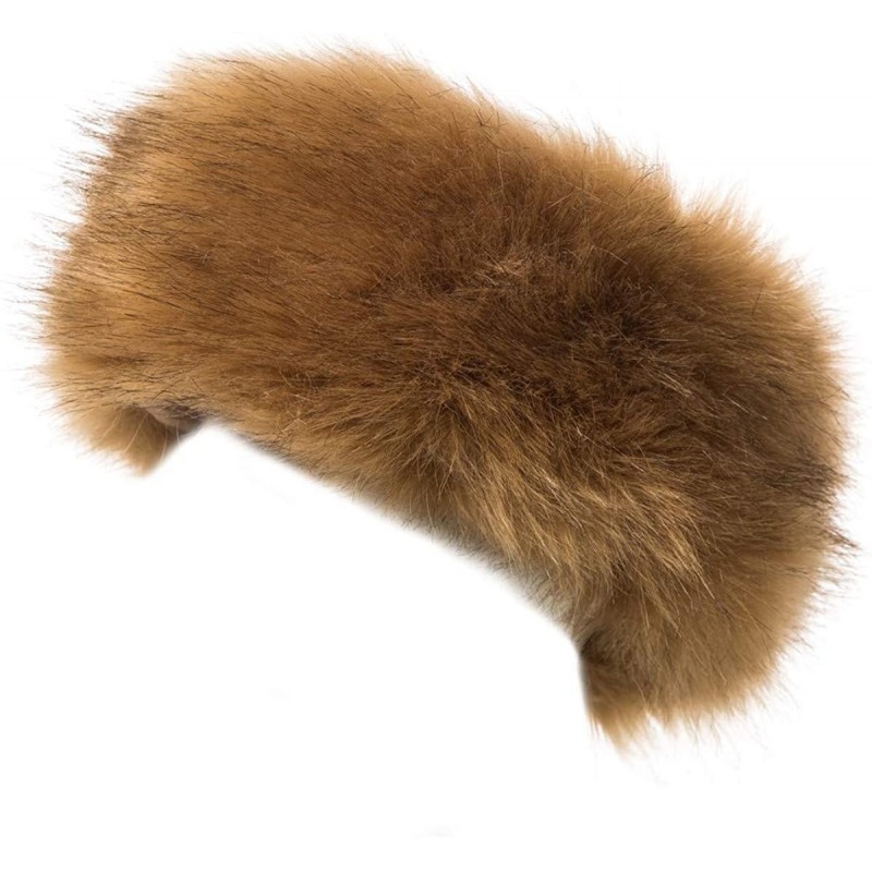 Cold Weather Headbands Cozy Warm Hair Band Earmuff Cap Faux Fox Fur Headband with Stretch for Women - B1-camel - CP18HX9E482 ...