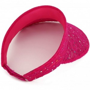 Visors Ladies Lace Glitter Summer Sun Visor Hat - Fuchsia - CB18UEO45NK $23.48