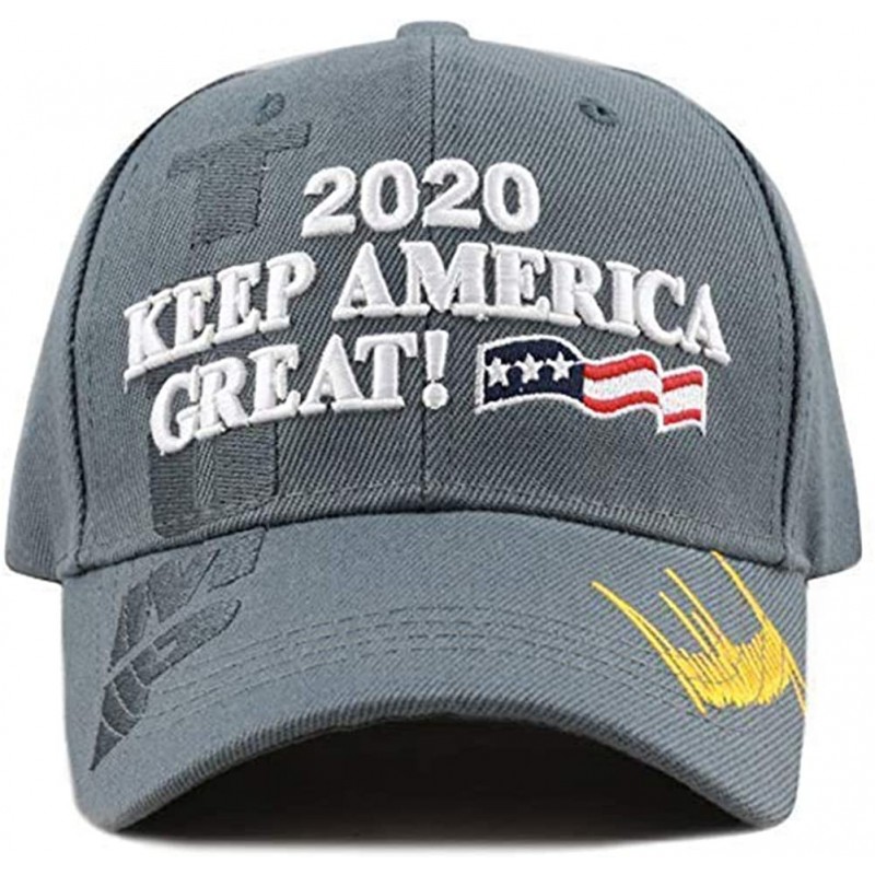 Baseball Caps Trump 2020 Keep America Great 3D Embroidery American Flag Baseball Cap - 011 Grey - CA18WQ0AH53 $14.63