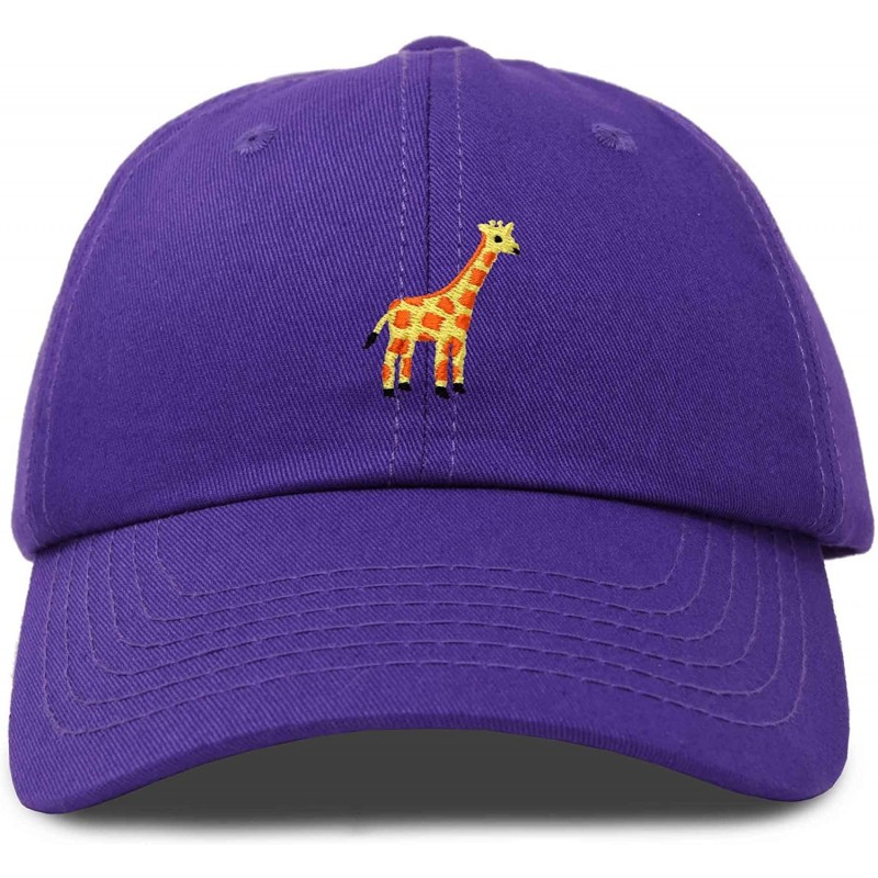Baseball Caps Giraffe Baseball Cap Soft Cotton Dad Hat Custom Embroidered - Purple - CC18RG3SW9A $15.33