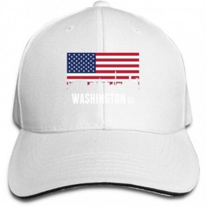 Baseball Caps American Flag Washington DC Baseball Cap Unisex Sports Adjustable Dad Ball Hat - White - CV196SX9UIZ $15.48