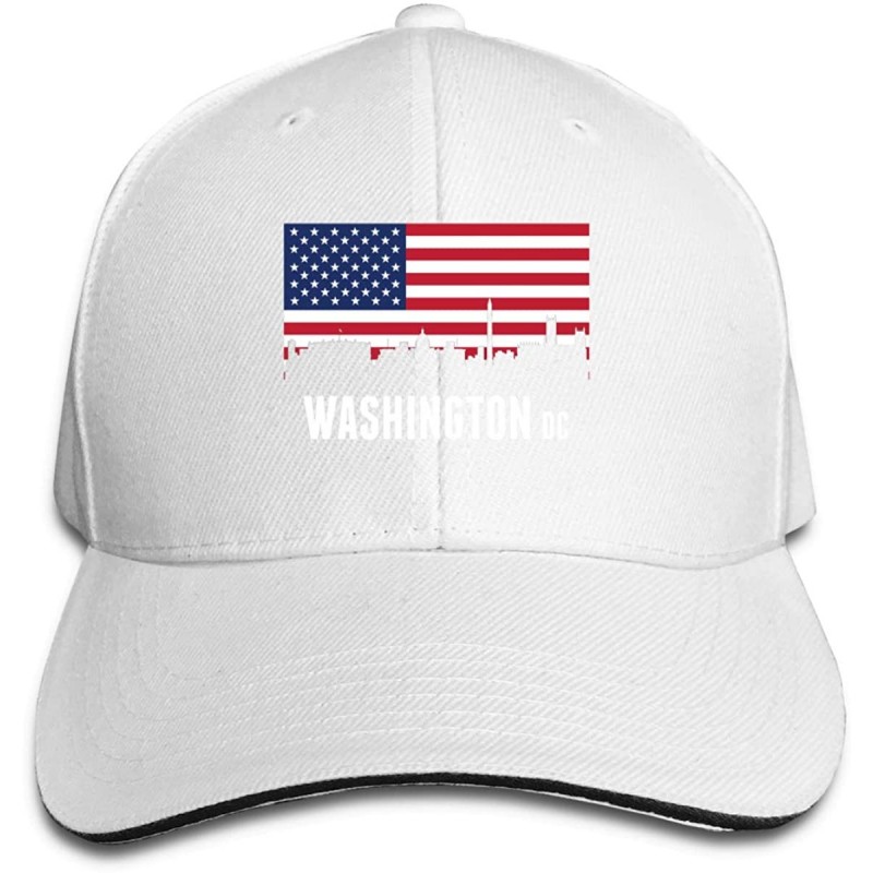 Baseball Caps American Flag Washington DC Baseball Cap Unisex Sports Adjustable Dad Ball Hat - White - CV196SX9UIZ $15.48