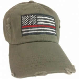 Baseball Caps Thin Red Line American Flag Hat Cap Olive Green Support Firefighters - C612BHIOHDV $19.37