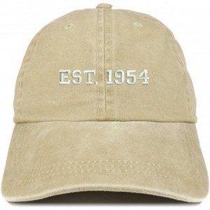 Baseball Caps EST 1954 Embroidered - 66th Birthday Gift Pigment Dyed Washed Cap - Khaki - C8180QWXZOO $18.48