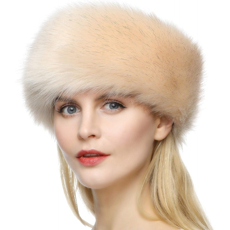 Cold Weather Headbands Womens Faux Fur Headband Winter Earwarmer Earmuff Hat Ski - Beige - C712O2T80AM $10.90