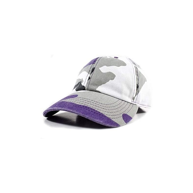 Baseball Caps Polo Style Baseball Cap Ball Dad Hat Adjustable Plain Solid Washed Mens Womens Cotton - Purple Camo - CZ18WC6NG...