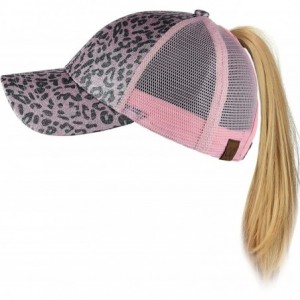 Baseball Caps Ponycap Messy High Bun Ponytail Adjustable Glitter Mesh Trucker Baseball Cap - Leopard Rose/Pink - C018RSWROEX ...