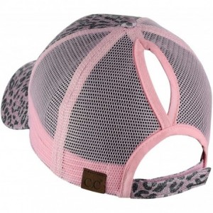 Baseball Caps Ponycap Messy High Bun Ponytail Adjustable Glitter Mesh Trucker Baseball Cap - Leopard Rose/Pink - C018RSWROEX ...