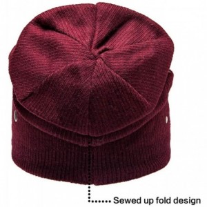 Skullies & Beanies Wool Slouchy Beanie Hat for Women Double Layers Skull Caps Rivets Curly Backside - Red - CS187LM8Z3H $17.98