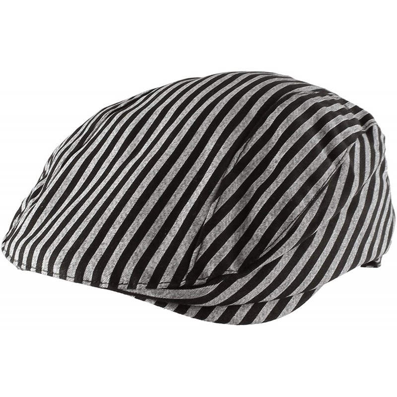 Newsboy Caps 100% Striped Cotton Newsboy Cap Gatsby Golf Hat - Navy - C511X5VXHPN $10.47