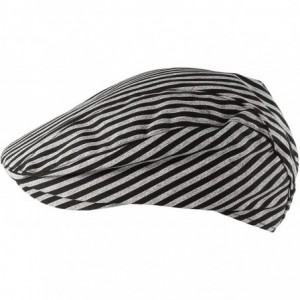 Newsboy Caps 100% Striped Cotton Newsboy Cap Gatsby Golf Hat - Navy - C511X5VXHPN $10.47